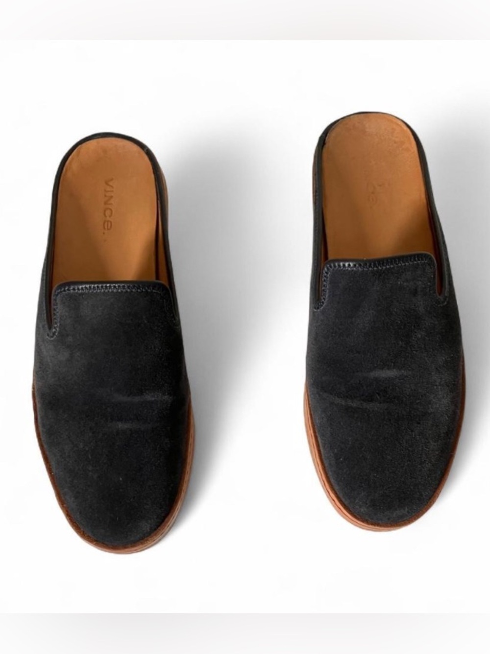 Vince Canella Suede Mule Loafers Navy Blue Slip-On Flats size 6.5 - Picture 5 of 10